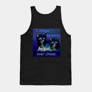 Peace and serenity mantra with foxes at night Tank Top